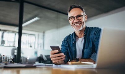 elderly man using smartphone