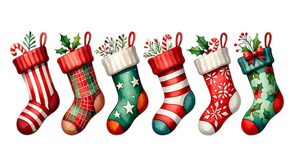 Festive Christmas Stockings with Holiday Decorations Perfect for Christmas Eve Celebration and Holiday Cheer