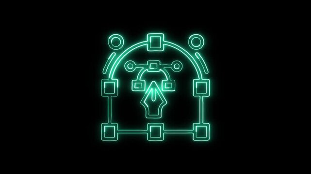 Glowing neon Anchor Point free icon animation with black background. HD animated outline video loop