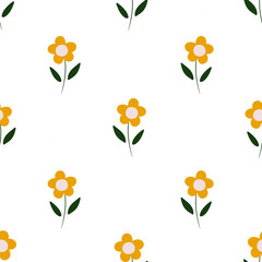 set of flowers, simple pattern with yellow flowers 