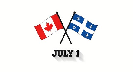 Canadian and quebec flags crossed for canada day celebration on july 1
