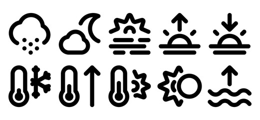 Collection of weather icons, vector with white background icon set