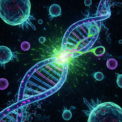 CRISPR Gene Editing Conceptual Illustration of DNA Manipulation