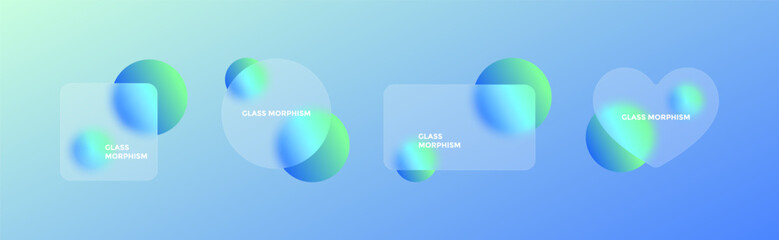 Blurry circles and translucent geometric forms blend seamlessly, offering a striking visual composition that illustrates the principles of glass morphism in an abstract setting.