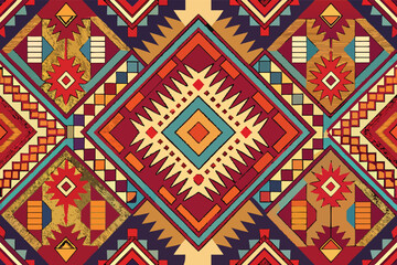 Colorful geometric pattern inspired by traditional artistic design found in textile creations