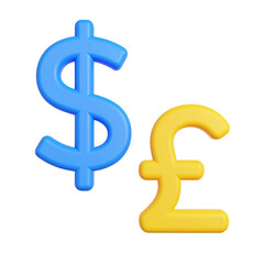 Obraz premium Dollar and Pound Currency Symbol Illustrations on transparent background