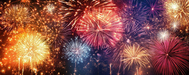 Colorful sparklers Fireworks Exploding displays in Night Sky Festival Celebrations Concept holiday Joy excitement
