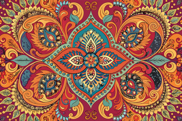 Colorful and intricate floral pattern showcasing vibrant design elements inspired by nature