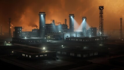 Obraz premium Industrial complex at twilight