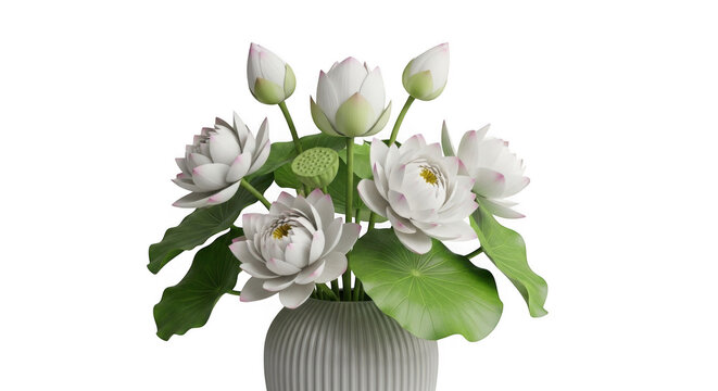 Bouquet de lotus white dans un vace