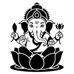 lord ganesha line art drawing, god ganesh picture, god ganesh vector image	
