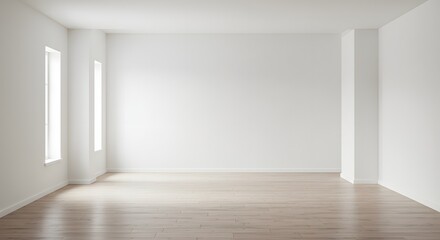 Bright Empty Room with Natural Light and Wooden Floor