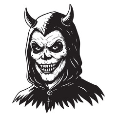 Devil Character With Horns And Hood Halloween Portrait