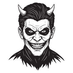 Evil Devil Man With Horns And Wide Grin demon monster