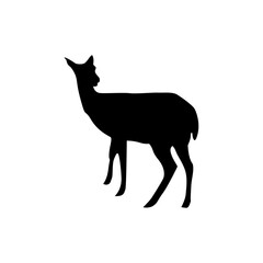 A simple, elegant silhouette of a deer in profile view, looking upward.