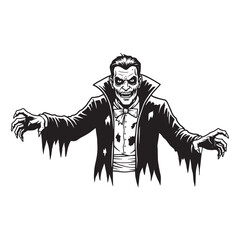 Scary Vampire Character With Open Arms Halloween Art