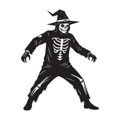 Skeleton man in witch hat and tattered costume Keywords: halloween, skeleton, man, witch hat