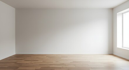 Empty Room Interior with Wooden Floor and Window Light