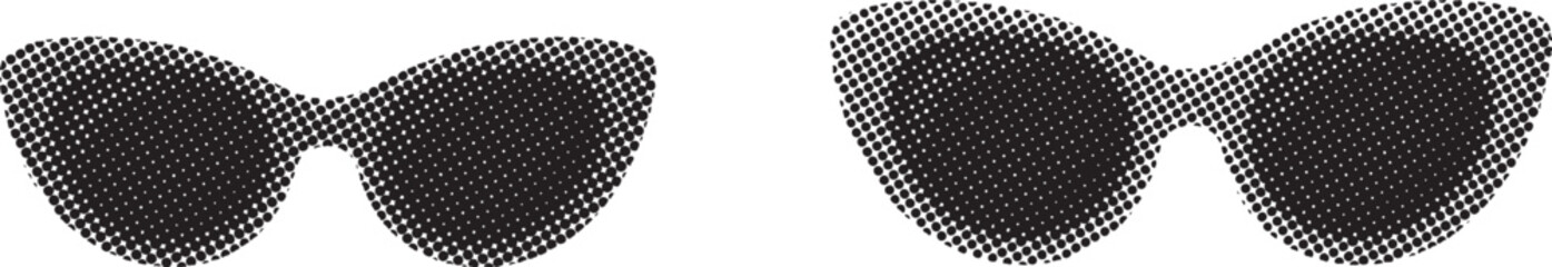 Black and White Sunglasses Icon  Vintage Halftone Style Illustration