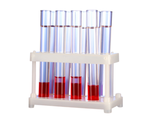 Clear glass test tube with liquid at the bottom