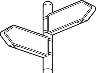 Blank directional signpost with two arrows pointing in opposite directions © NASRIN