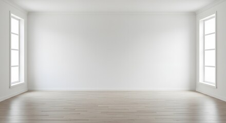 Empty room with white walls and natural light from windows