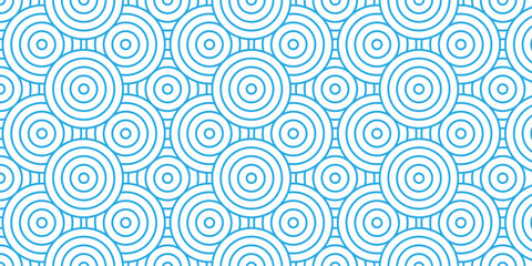 seamless pattern with blue wave overlapping circles fabric textile design.	

