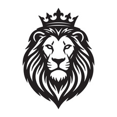 Obraz premium Majestic Lion Head with Crown Regal Heraldry