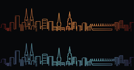 Obraz premium Zagreb Neon Style Simple Skyline on Dark Background