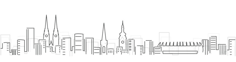 Zagreb Simple Dark Lines Skyline on White Background