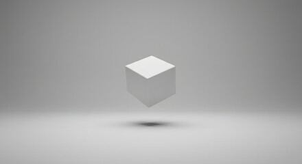 Minimalist White Cube Floating in Soft Gradient Background
