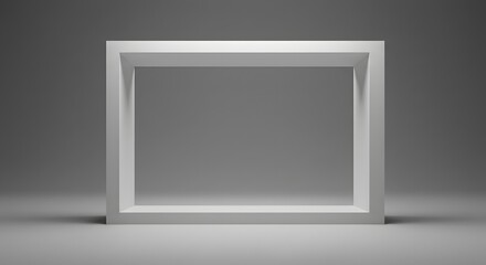 Fototapeta premium Minimalist White Cube Frame on Gray Background
