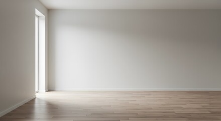 Modern Empty Room Interior with Natural Light and Hardwood Floor