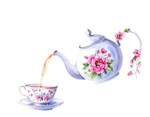 Singal - Elegant Porcelain Teapot Pouring Hot Tea into Classic Cup – Transparent PNG