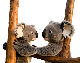 Firefly_Colorful playground structure with dual slides - Firefly_Cute cartoon koalas hugging trees in a playful forest scene