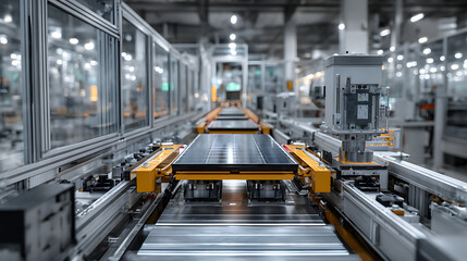 photovoltaic solar panel production line with high tech lithium ion battery cells for electric vehicle high voltage automotive battery and energy innovation