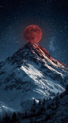 moon eclipse and mountain