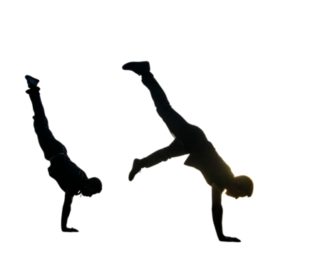 Firefly_Colorful playground structure with dual slides - Firefly_Dynamic silhouettes of breakdancers in actio