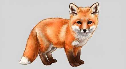Fototapeta premium Watercolor Red Fox Illustration - Cute Wildlife Animal Portrait