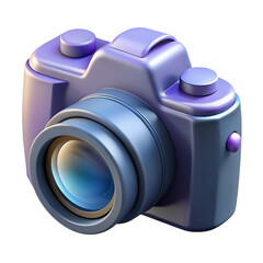 3d icon of a purple camera isolated on transparent background