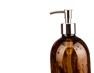 Firefly_Colorful playground structure with dual slides - Firefly_Elegant Amber Glass Pump Bottle for Liquid Soap, Lotion, or Shampoo on Transparent Ba