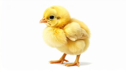 Obraz premium Fluffy Yellow Chick—Springtime Symbol of Innocence on White Background