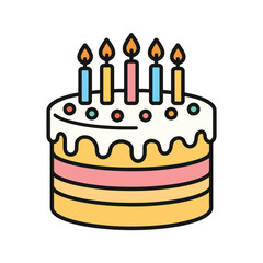 Birthday Cake Celebration Icon Vector