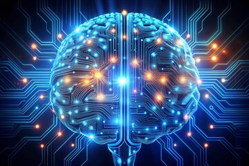 Artificial intelligence brain with neural network connections and glowing nodes, representing ai technology