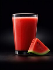 Watermelon Juice With a Slice of Watermelon Fruit