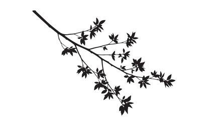 Tree Branch Silhouette with Small Leaves