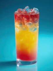 Tall Glass Features Colorful Tequila Sunrise Cocktail