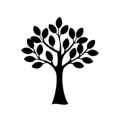 Obraz premium Silhouette of a tree with leaves against a white background image