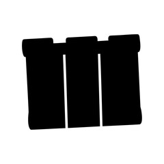 Three black abstract containers or boxes aligned next to each other on white