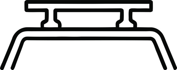 Simple line art icon of a table or platform on legs